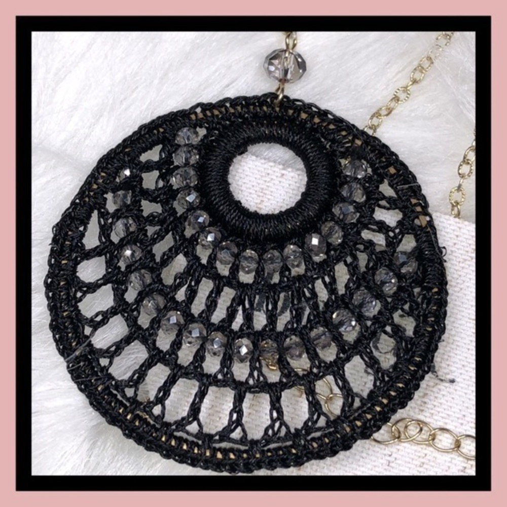 Necklace black weave statement